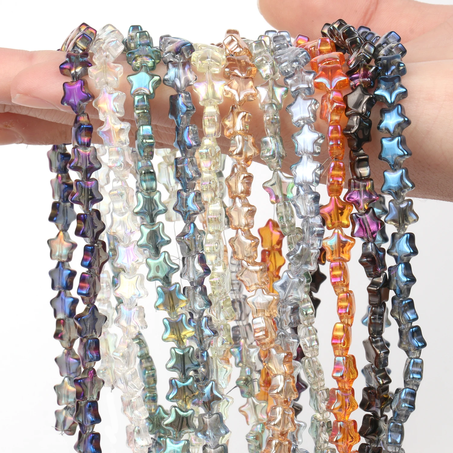 

8x8mm AB Czech Gradient Star Shape Glass Crystal Beads DIY Bracelets Earrings Loose Beads For Jewelry Making Accessories
