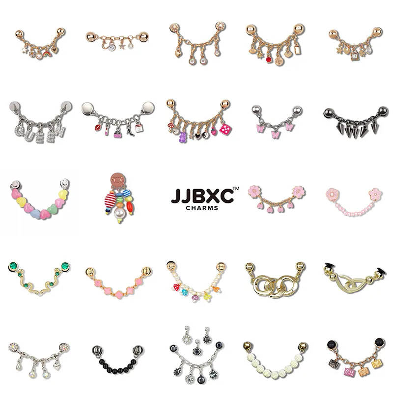 المعادن JJBXC سحر إبزيم حذاء إكسسوارات الأحذية المعدنية جوهرة سلسلة DIY الأزياء والأحذية الزينة