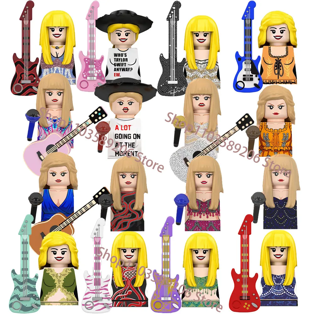 LG1015 Popular Female Singers Taylor Swift Building Blocks Model Mini Action Figures Accessories Kids Halloween Christmas Gifts