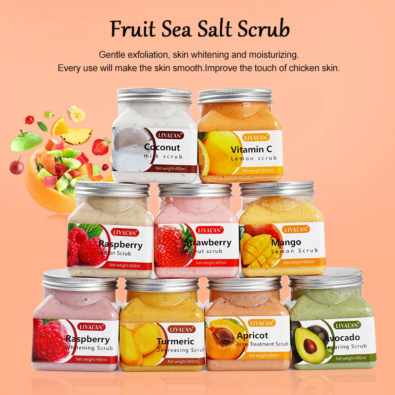 

Fruit Scrub Exfoliator Body Face Scrub - Cranberry Strawberry,Moisturizing Exfoliating Glow, 450g for Women Men