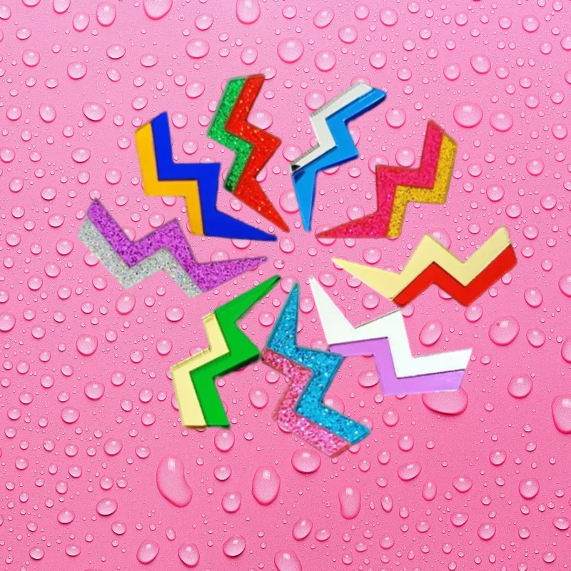 Pendientes con forma de rayo bicolor para mujer, joyería de moda, accesorios acrílicos con espejo brillante