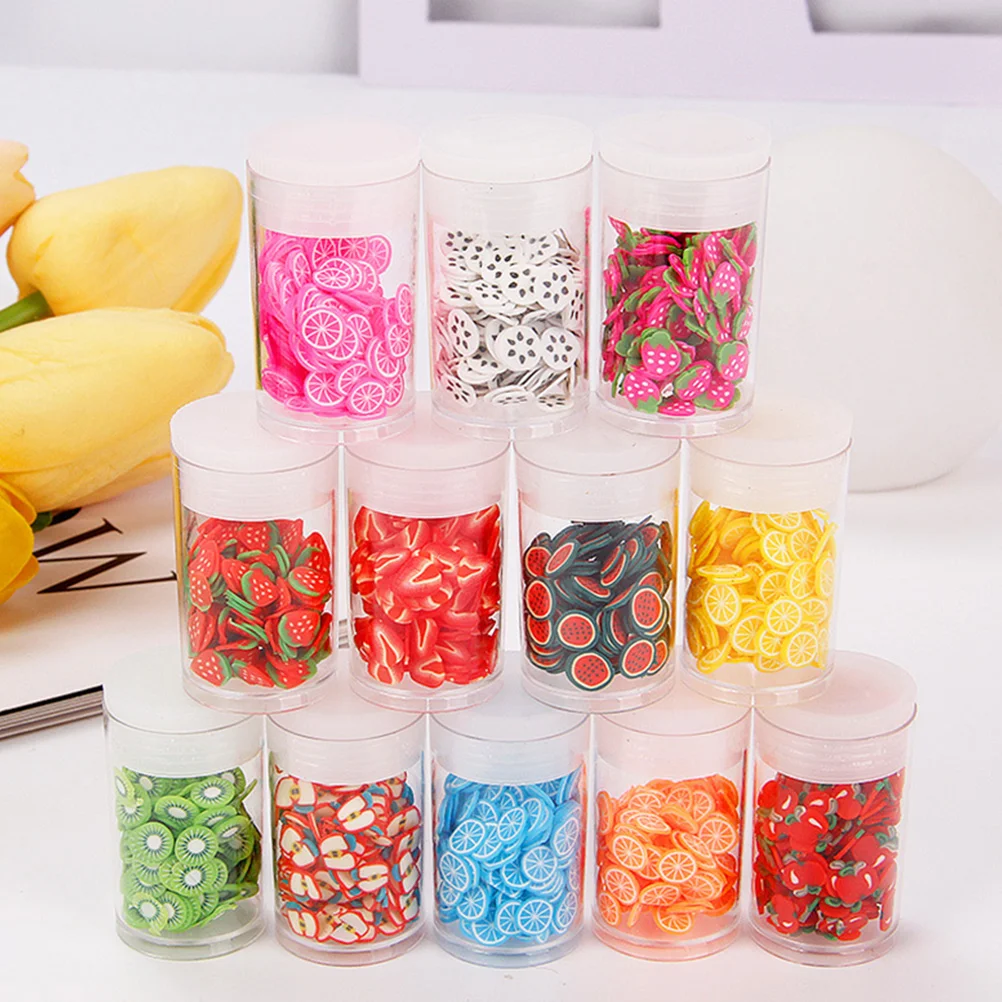 

12 Boxes Fruitful Soft Polymer Clay Slices Nail Decorations Charms Flatback DIY Accessories For Women Salons Home Use