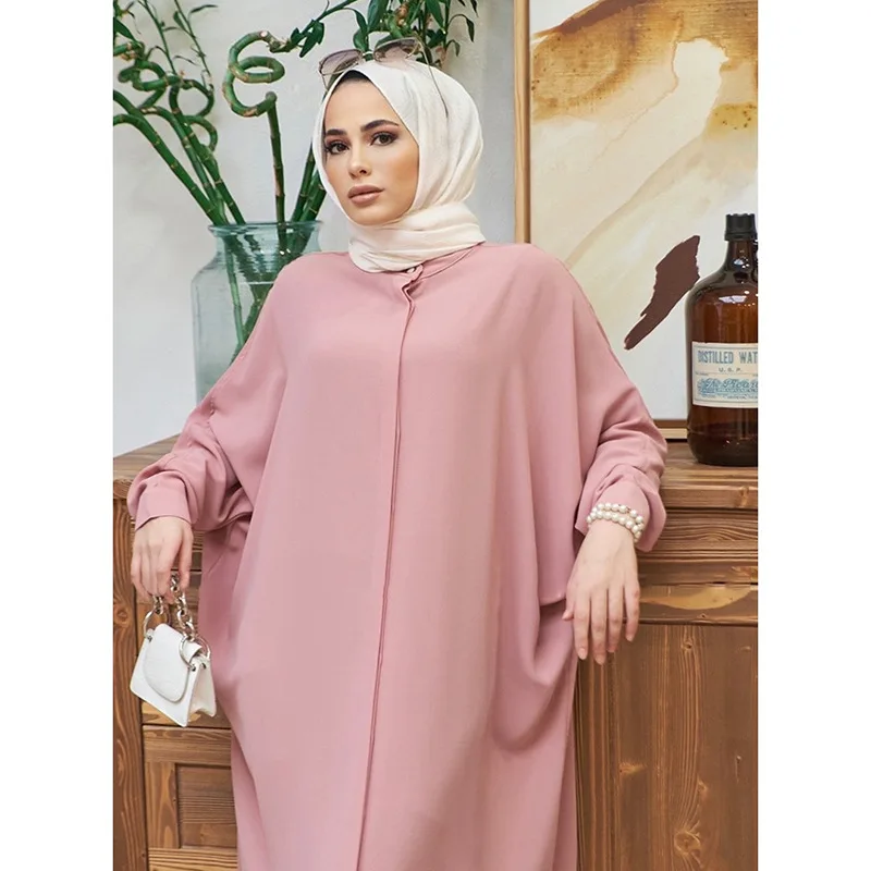 Casualowe Abayas damskie ubrania moda muzułmańska rękaw w kształcie skrzydła nietoperza długie sukienki Abaya Kimono Dubai hidżab sukienka Caftan Jilbab Kaftan