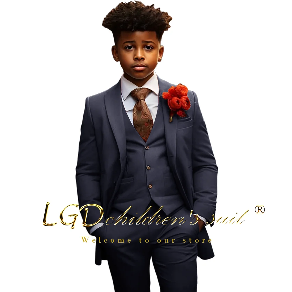 

Boys 3-piece dark green suit, children's wedding banquet dress customization 2~16 years old boy formal tuxedo suit