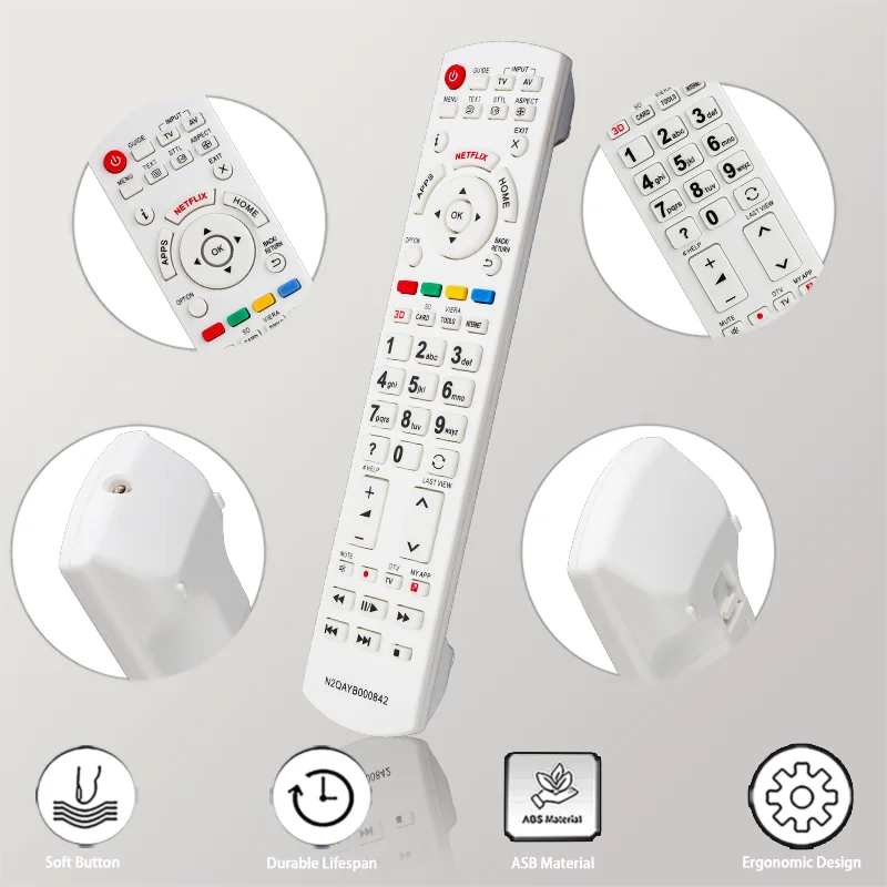 Panasonic-TV substituição controle remoto com botão Netflix, N2QAYB000842, TX-LR55DT60, TX-LR55WT60