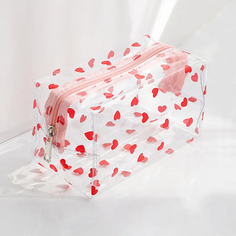 Transparent Waterproof Pencil Case PVC Large Capacity Stationery Gift Girls Students Pencil Bag Makeup Cosmetic Bag Travel Bags