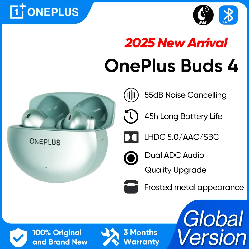 

OnePlus Buds 4 Wireless Earphones Long Range IP55 Waterproof AI Call Noise Reduction Portable Earbuds 5.4 For OnePlus 13 13T