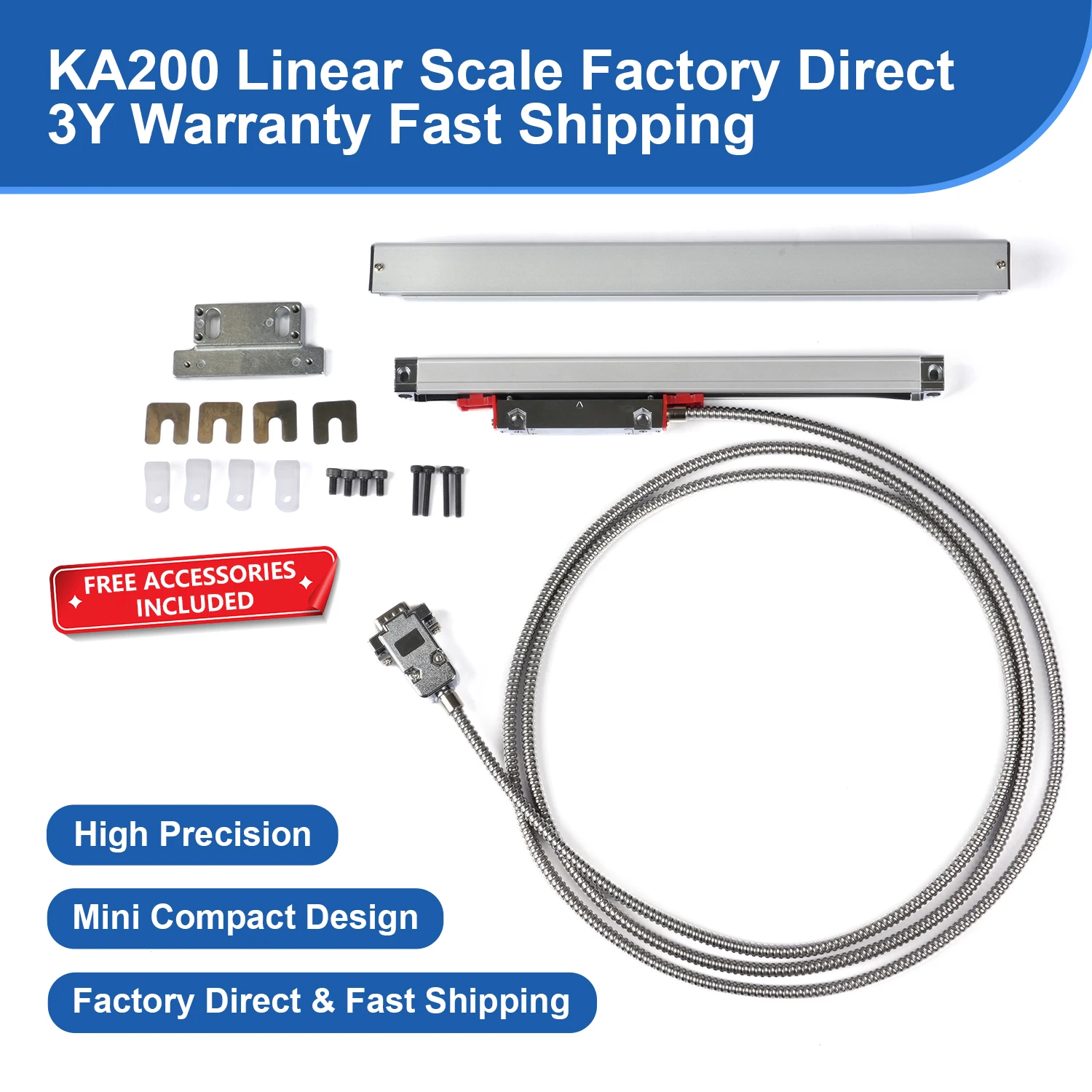 KA200 Series Closed Linear Scale 5V Plus Minus 5 Percent Voltage CNC Machine Tool Positioning Sensor Metal Working Equipment