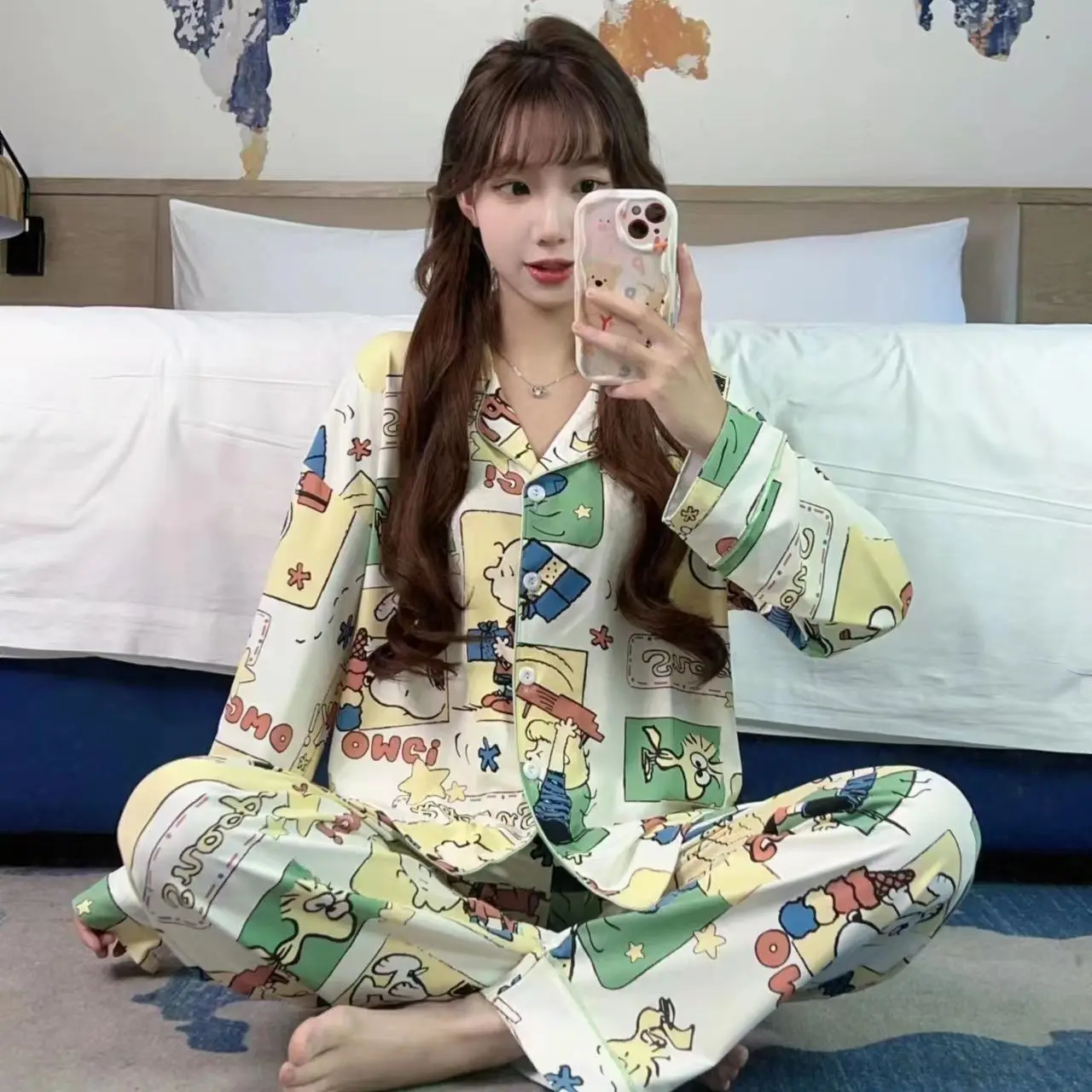 2026 New Autumn Kawaii Cute Snoopy Couple Pajamas Set Cartoon Print Short Sleeved Pajamas Men Women Fashion Casual Home Wear