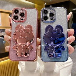 Mirror Rabbit Holder Case On For iPhone 15 14 Plus 12 13 Mini 11 Pro Max 13pro15pro Iphone 6 Stand Cover