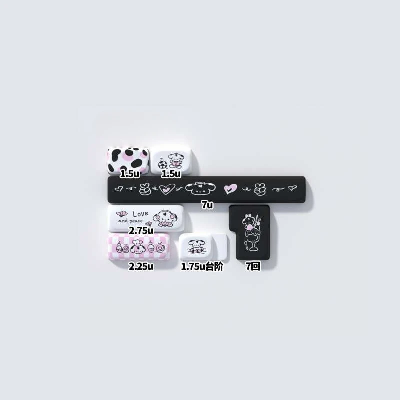 Spotted Puppy Keycaps Cute Pink MOA Height Cartoon Mechanical Keyboard Cap 75 87 S98 104 Girls Keyboard Decorative Keycap