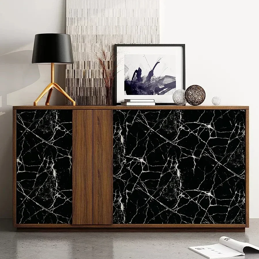 Black Granite Marble Pattern Self-adhesive Wallpaper Oil Resistant Kitchen Sticker Restaurant TV Background Wall PVC Wallpaper