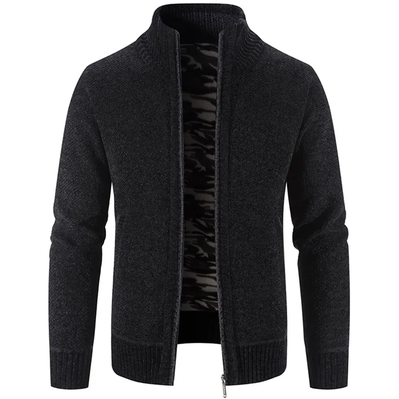 Lã masculina mantém cardigan de zíper quente, suéter casual de malha, jaqueta masculina, roupas novas, outono, inverno, 2022