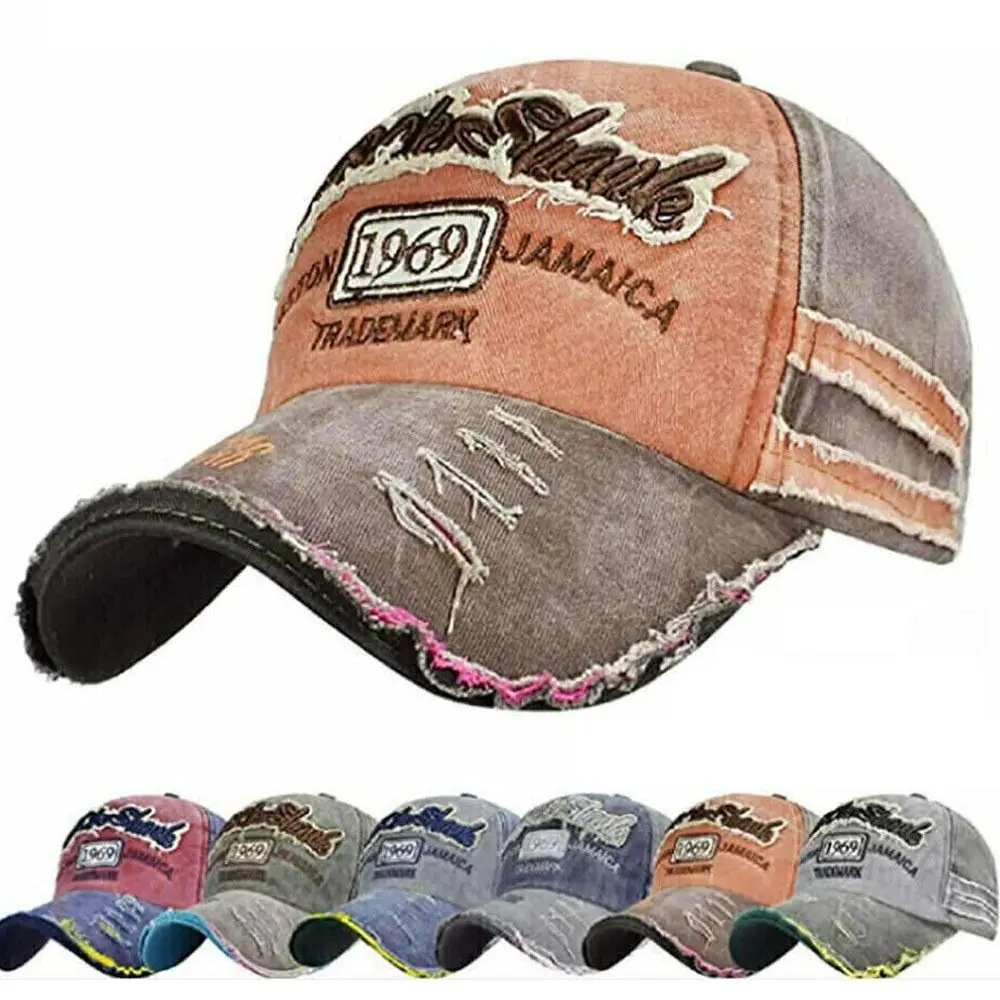 Men Women WASHED DENIM Vintage Sunscreen Hats Baseball Hats Embroidery Baseball Caps Distressed Faded Cap