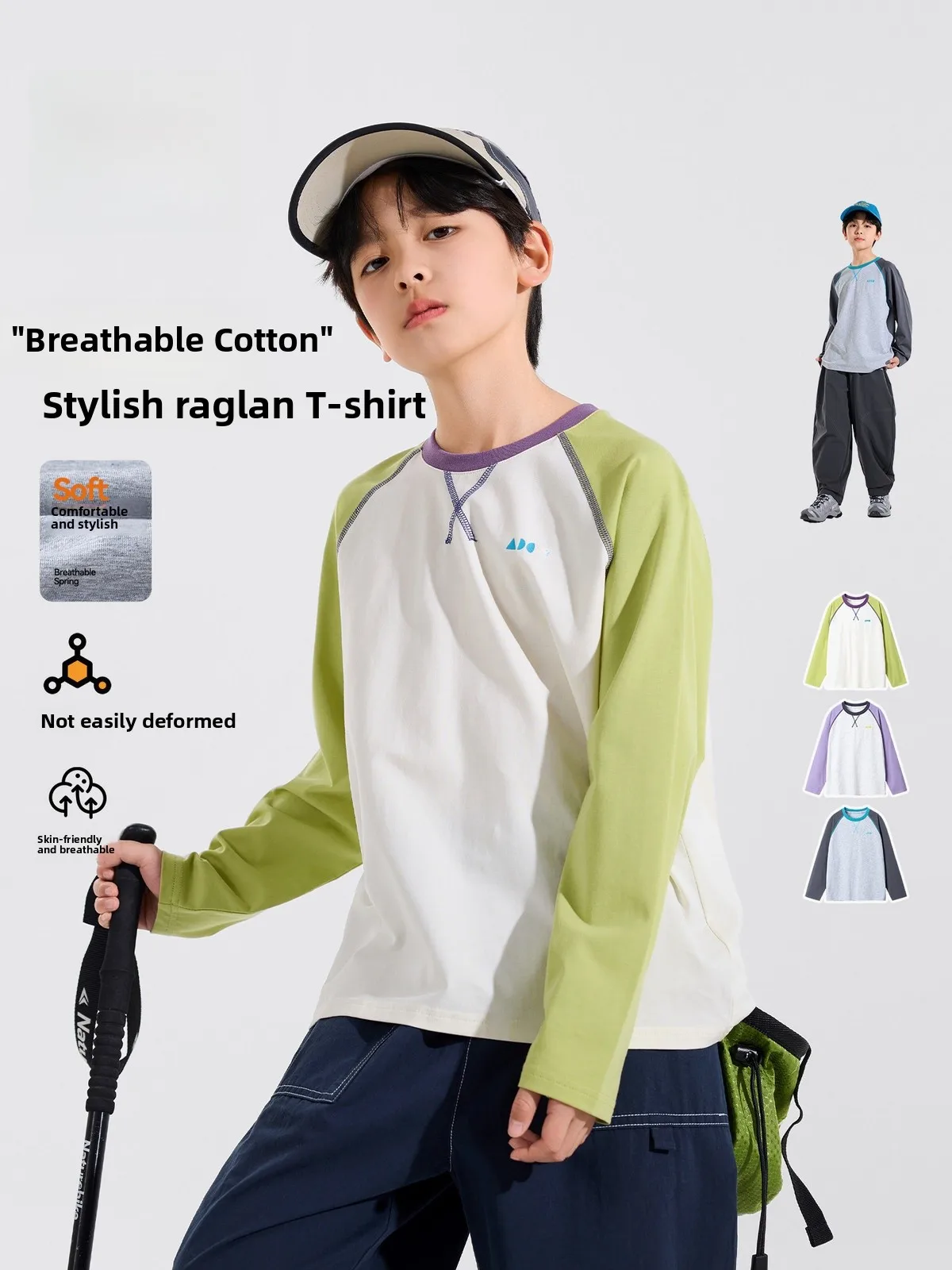 Bluem Children's Long Sleeve T-Shirt Boys Base Layer Shirt Skin-friendly Cotton Blend Fabric Breathable Casual Style for Spring
