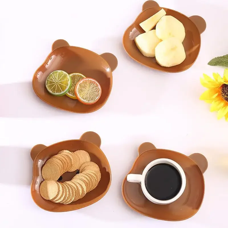 Kawaii Bear Dinner Plate Cartoon Shape Bear Spit Bone Dish Desktop Trash Tray Snack Food Residue Fruit Plate Kitchen Tableware