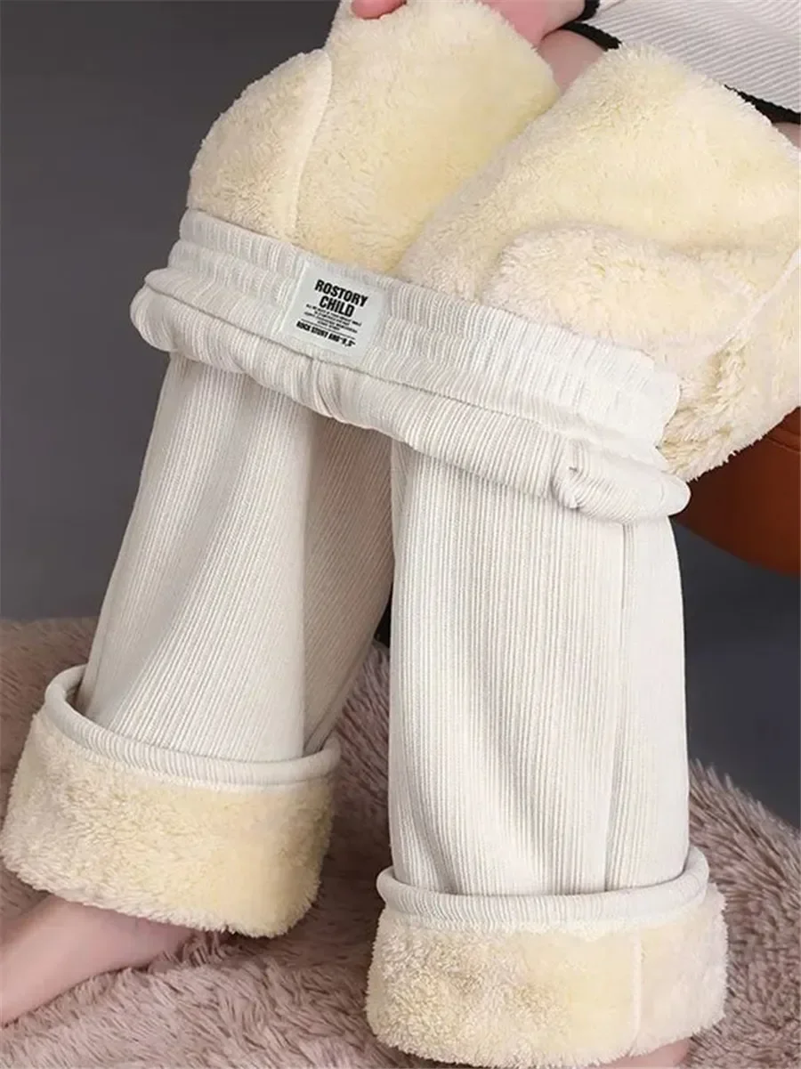 

Warm Winter Straight Pants Women's Snow Plush Fleecing Thermal Strench Lady OL Slim Trousers Femail Thick Clothing Leggings
