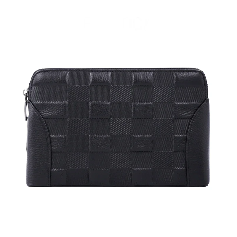 

z men's clutch briefcase Smart fingerprint lock zipper bag Ox leather high-capacity business clutch