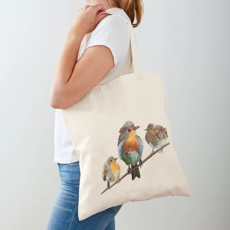 

Robins on white background Tote Bag the tote woman custom canvas large