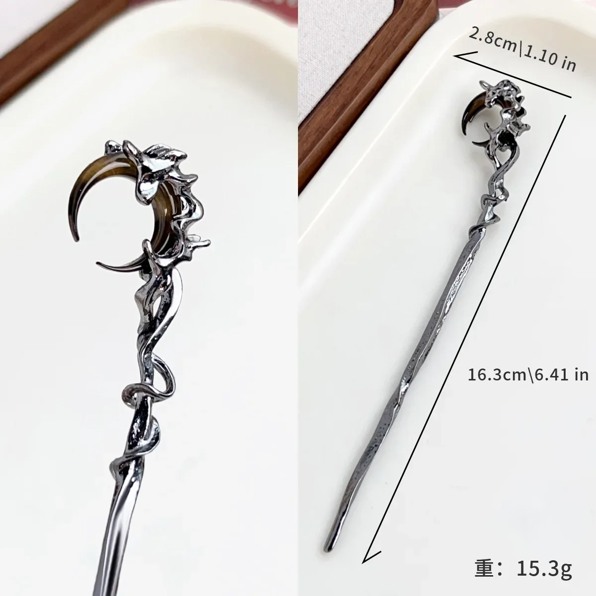 สไตล์จีน Crescent Hairsticks Moon Hairpin Uniche Hairpin Elegant Hairstick อุปกรณ์เสริมสําหรับผู้หญิง