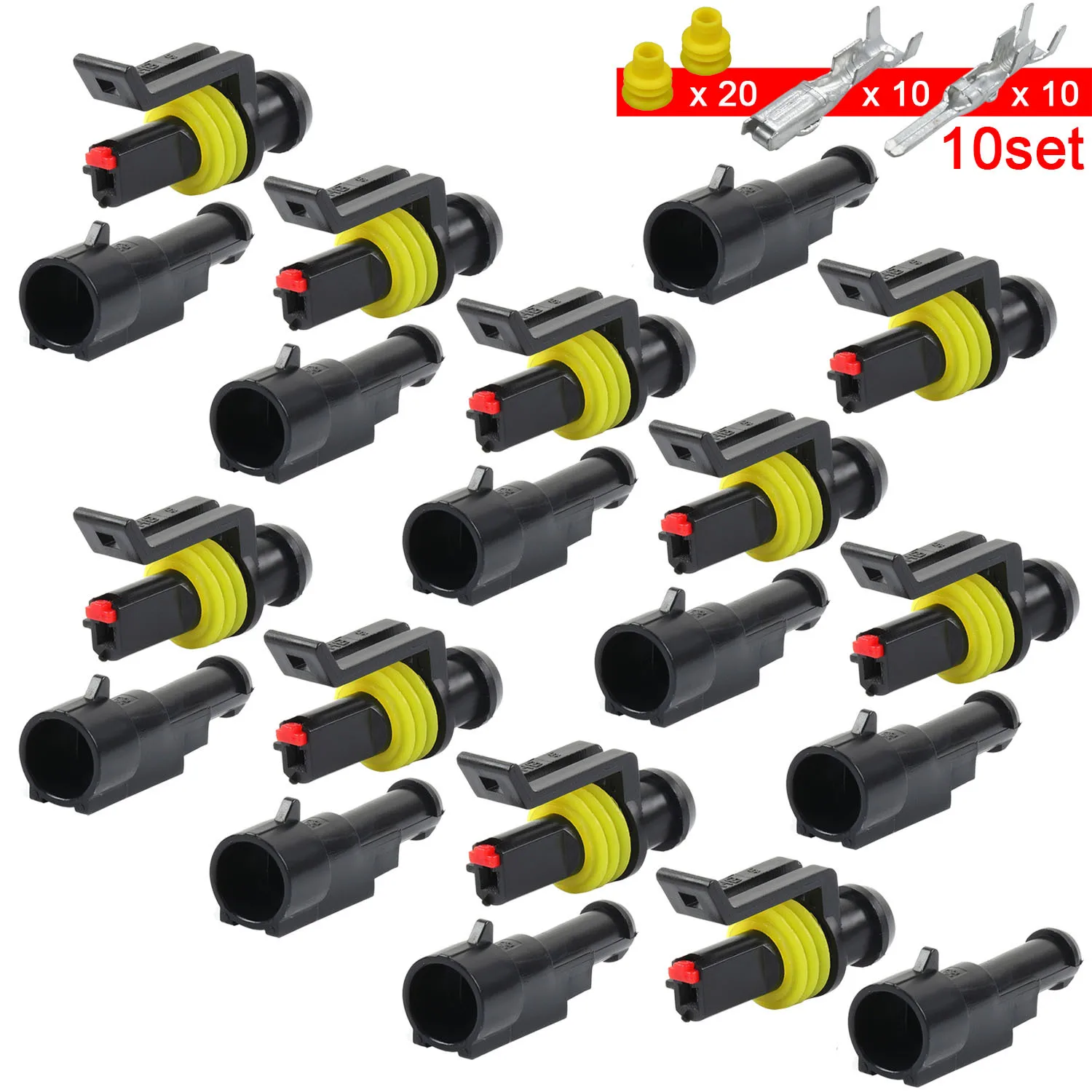 10 Sets Kit 1P 1Pins Way AMP 1.5 Super seal Waterproof Electrical automotive Wire Connector Plug for car Motorcycle