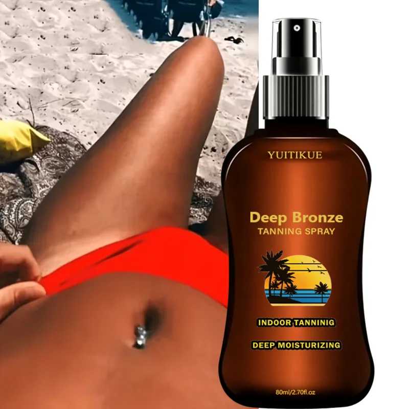 YUITIKUE 80ml Deep Bronze Tanning Spray Indoor Sunless Tanner Deep Hydration Even Long Lasting Natural Dark Bronze Body Mist