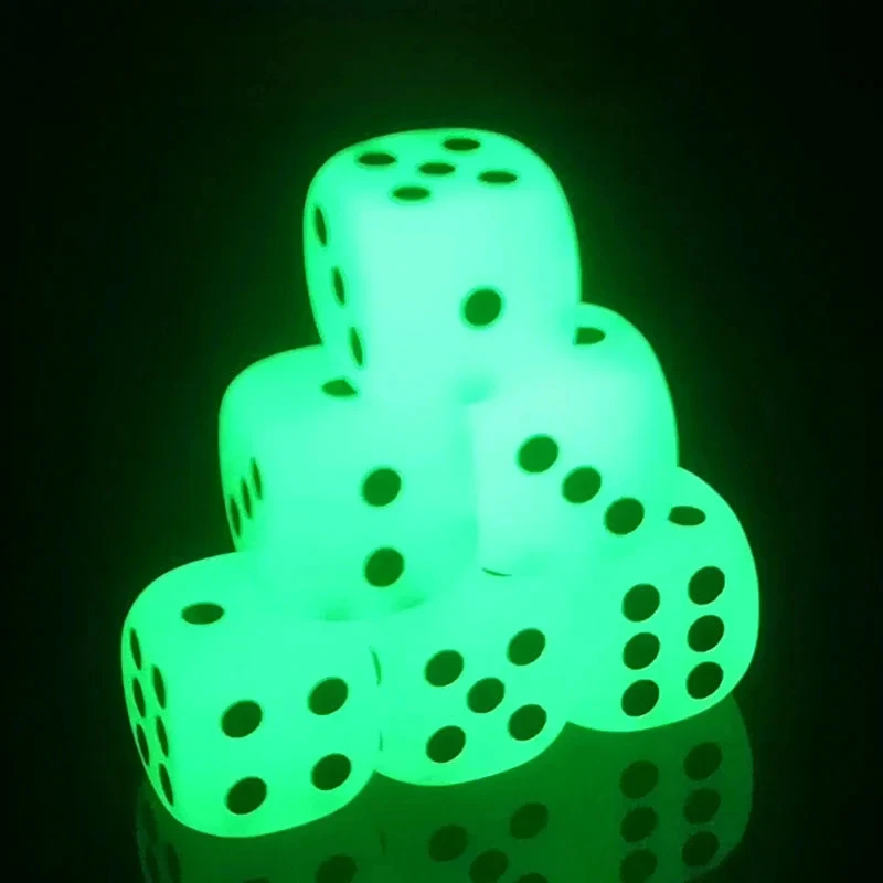 6-36Pcs 14mm Luminous Dice 6 Sided Glowing In The Dark Digital Dice For Night Bar Pub KTV Entertainment Board Game Table Game