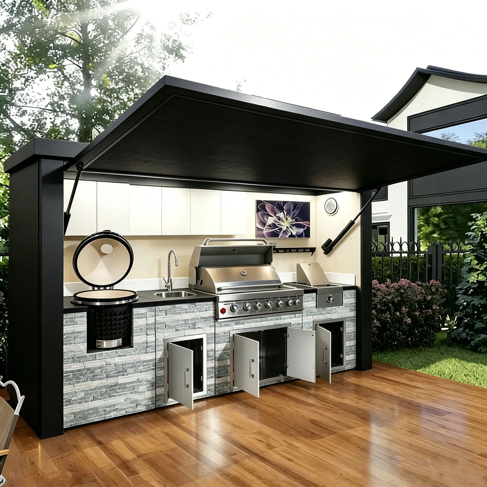 Built In Grill Outdoor Kitchen BBQ Island Pizza Oven Sink Storage Cabinet Patio Cooking Customized