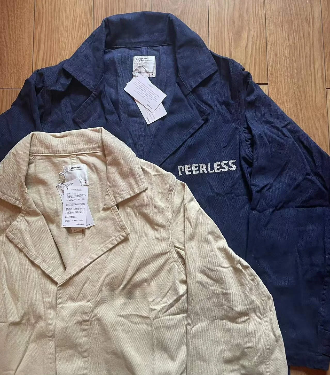 

Visvim Kofu Peerl op Coat 8Aw Distred Ink Splatter Windbreaker Jaet Cotton Tweed Double-breasted Long Line Coat
