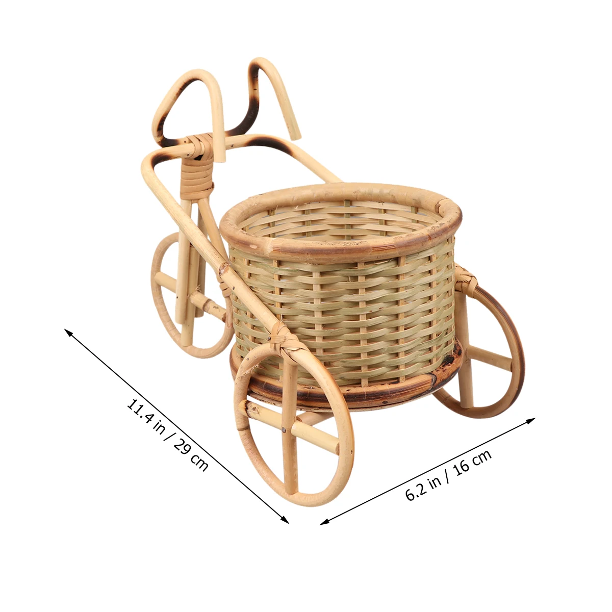 

1pc Woven Storage Basket Handmade Fruit Container Food Serving Holder Tricycle Shape Kitchen Living Room Party