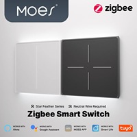 MOES Tuya Smart ZigBee Star Feather Light Switch Neutral Wire Required Scene 2in1 APP Remote Control Work with Alexa Google Home