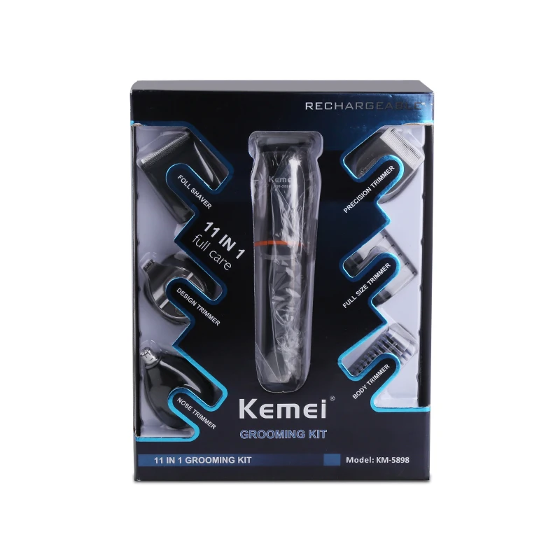 Kemei KM-5898 Wholesale 11 IN 1 Grooming Kit for Hair Salon mens washable and rechargeable hair trimmer