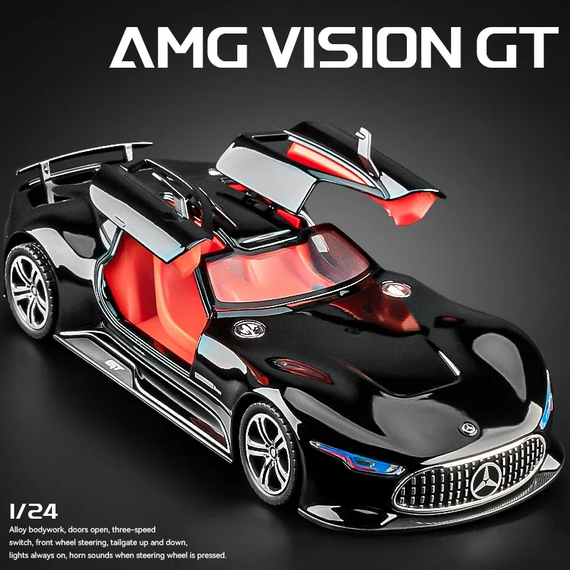 1/24 Benz AMG Vision GT Alloy Supercar Model Metal Toy Vehicle Boy Birthday Gift Collection Home Decor Miniature Sound Light