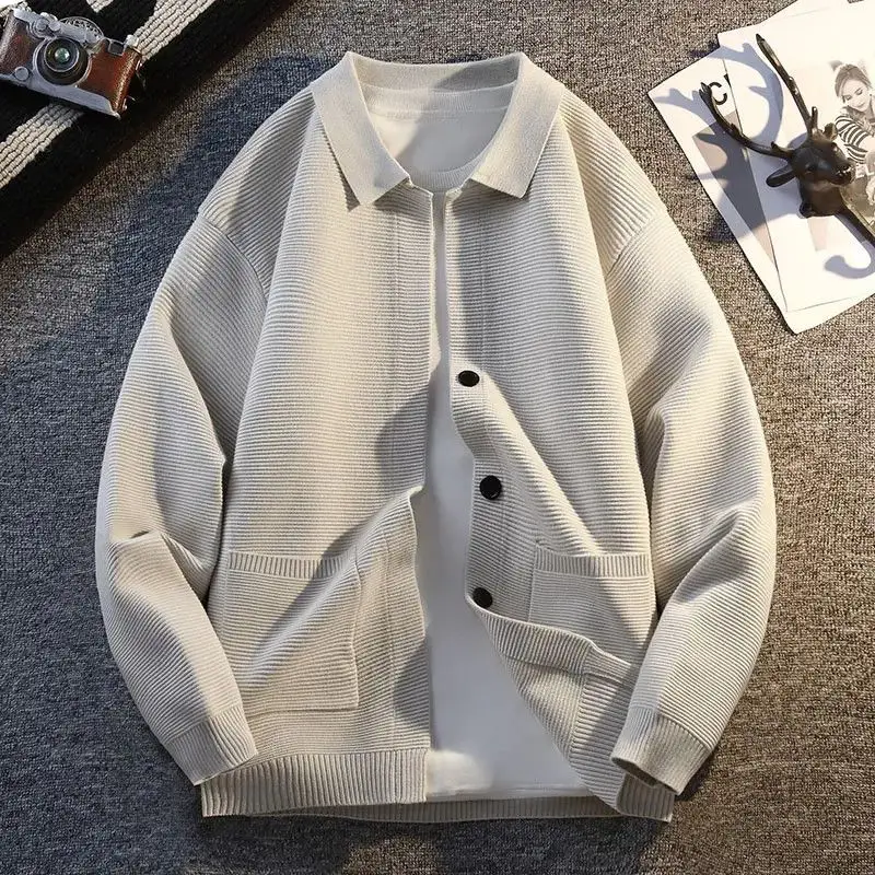 

Новая осенне-зимняя повседневная комфортная вязаная кофта-свитер с воротником на пуговицах, тканая, для женщин...