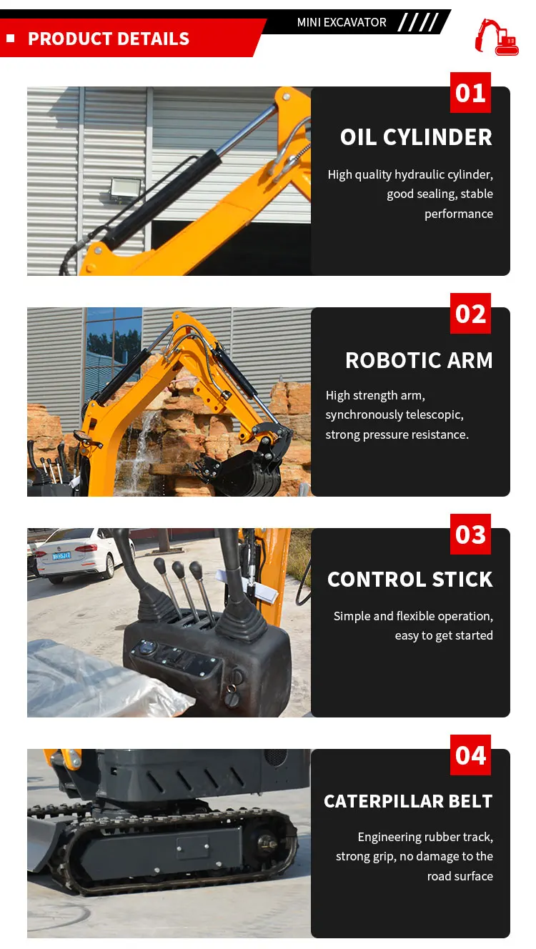 Direktverkaufspreis des Herstellers für chinesische Minibagger, Raupenbagger, landwirtschaftliche Minibagger, 1,2 Tonnen – Detail 7