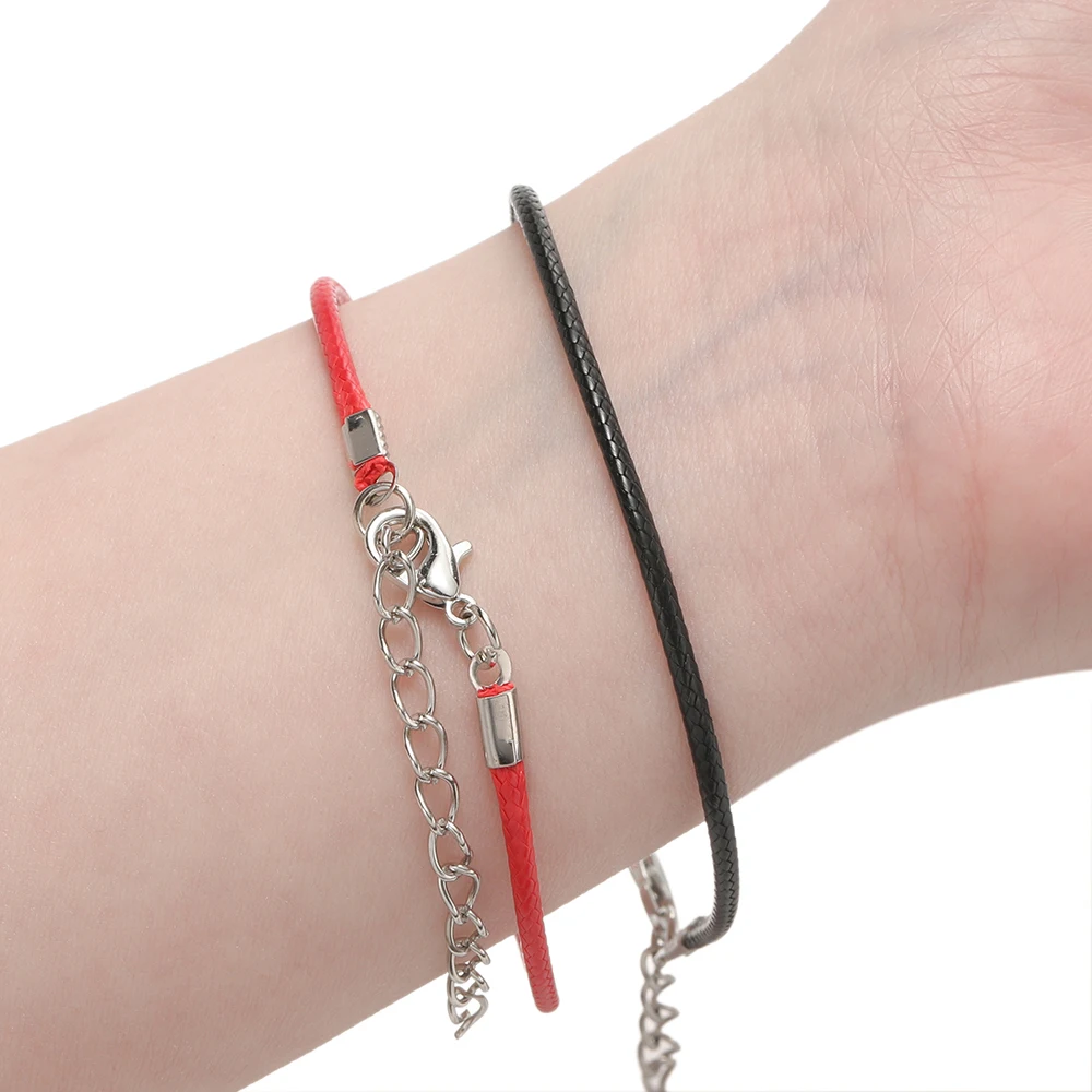 10pcs/Lots 1.5/2mm PU Leather Bracelet Cord  Kit Wax-Coated Braided Strings With Charms for Bracelet Jewelry Making Supplies image 5