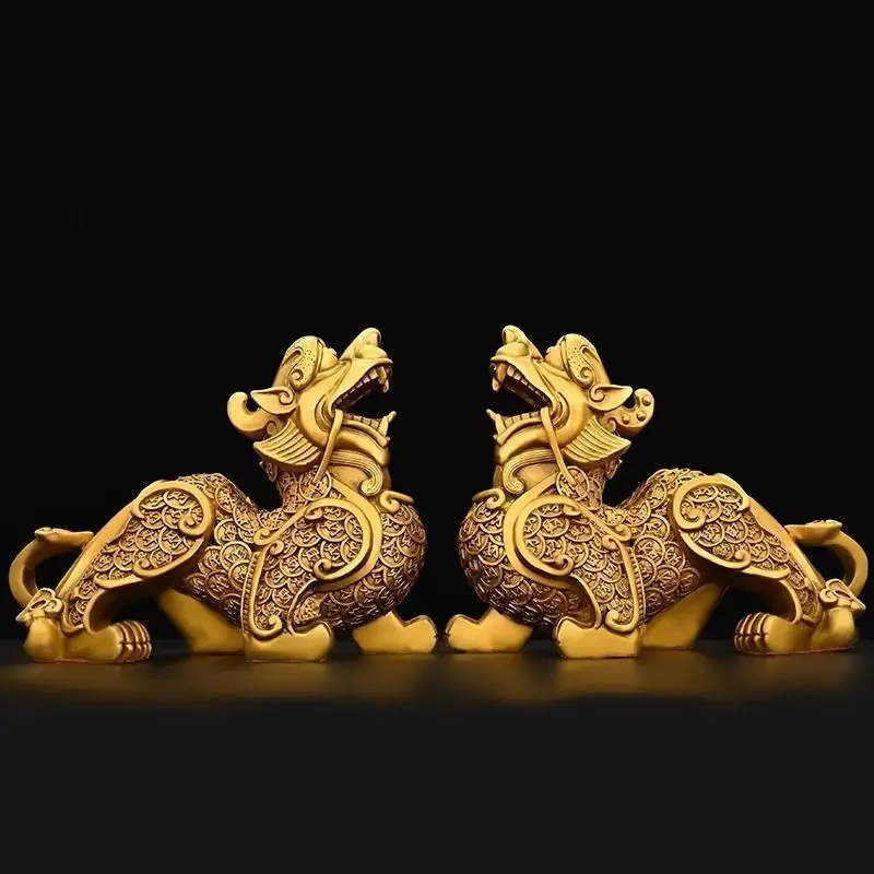 1pairs النحاس الشجاعة الثروة الحلي متجر جديد افتتاح ديكور غرفة المعيشة المنزلي الحرف #2