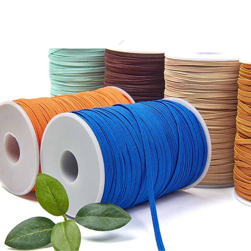 3mm 6mm Colorful Rubber Band Sewing Elastic Ribbon Elastic Spandex Band Trim Sewing Fabric DIY Garment Accessories 30-100yards