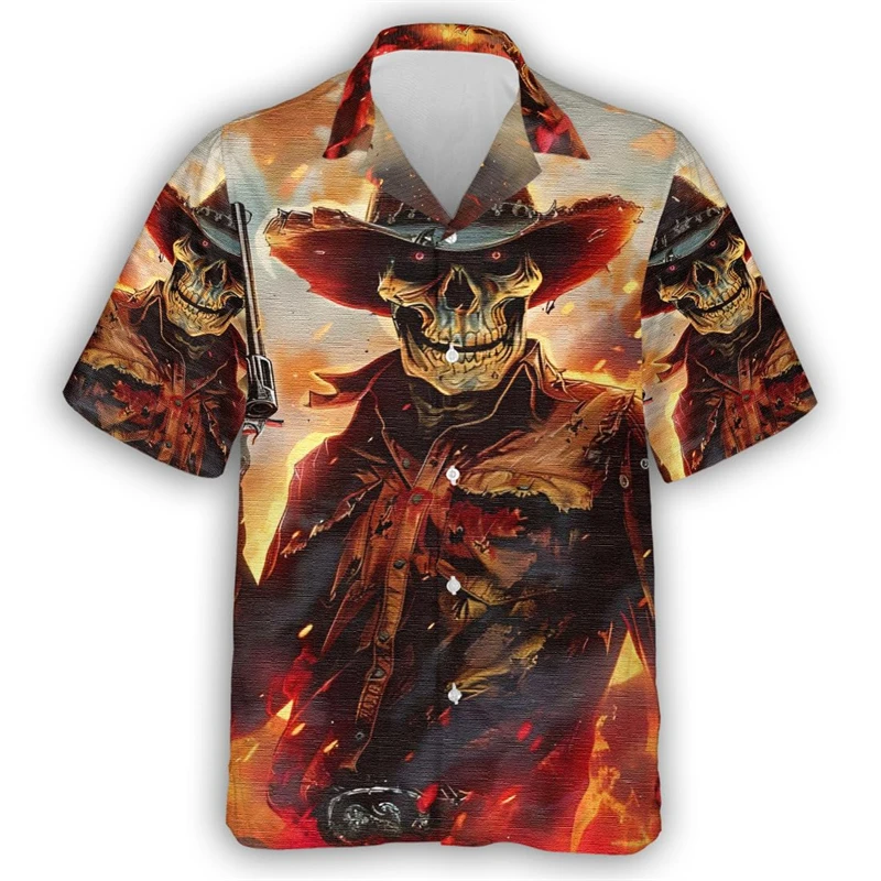 Modne koszule kowbojskie z nadrukiem 3D dla mężczyzn na rok 2025, ubrania Aloha, urocze zwierzęce bluzki damskie z krótkim rękawem, modne męskie topy w stylu vintage.