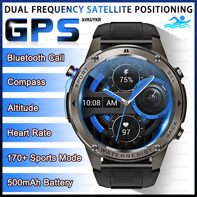 

2026 New GPS smart watches Bluetooth Call Heart Rate Compass 5ATM Waterproof Sports smartwatch for men free gifts for new users