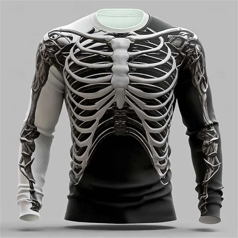 2026 Neues Herren 3D-Muskel-Print Langarm-T-Shirt Fitness Rundhals Atmungsaktive Sportbekleidung Stylische Auffällige Alltags-Streetwear – Detail 8
