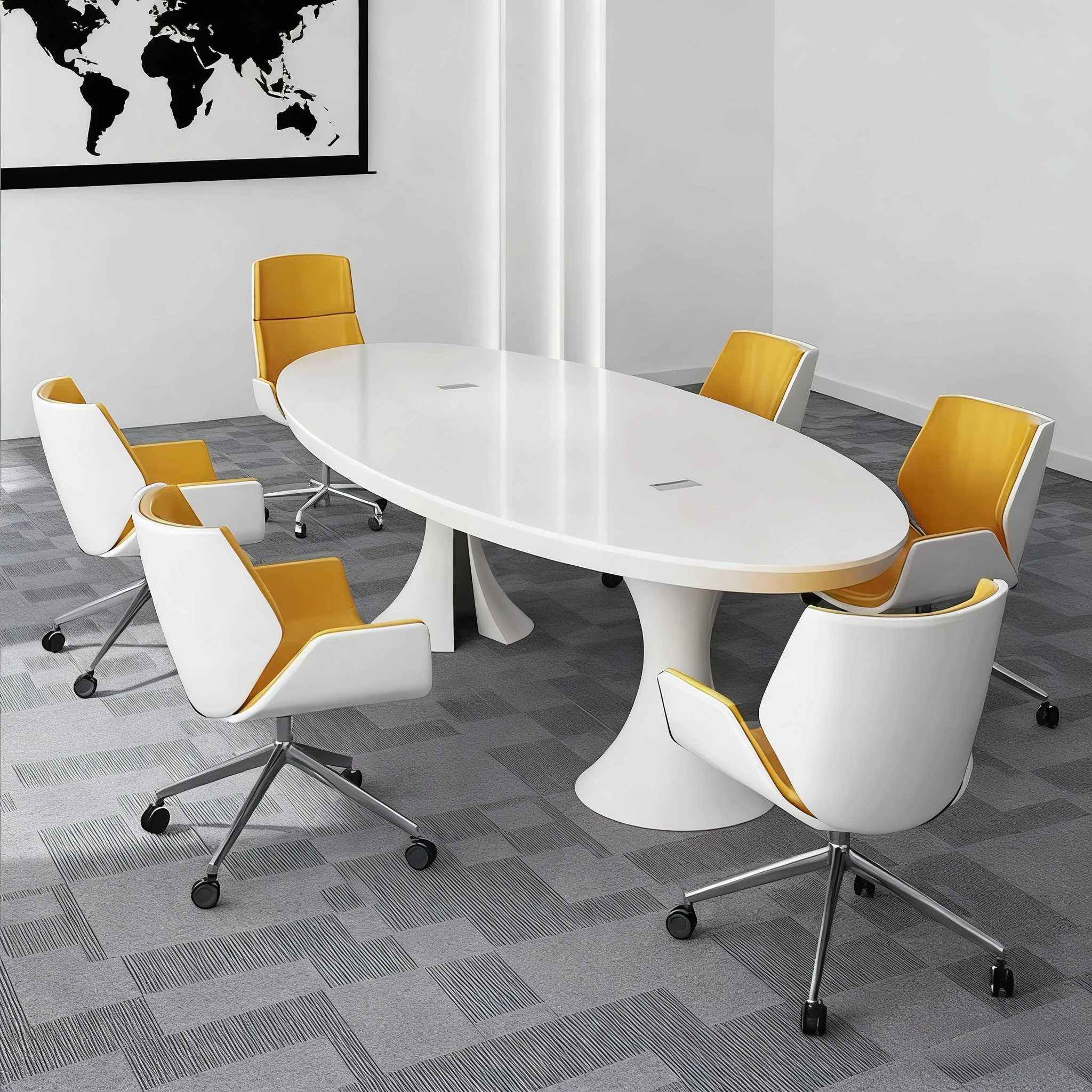 

Latest Design Modern Oval Office Boardroom Furniture White Wooden Conference Desk Meeting Table
