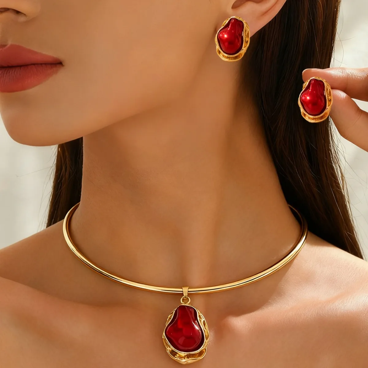 

of trendy hot-selling retro special-shaped imitation pearl collar stud earrings for women's exaggerated personality niche