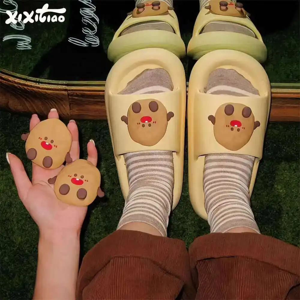 

Women Slippers Home Outdoor Cute Potato Sandals Men And Women Summer EVA Bathroom Non-Slip Couple Slippers