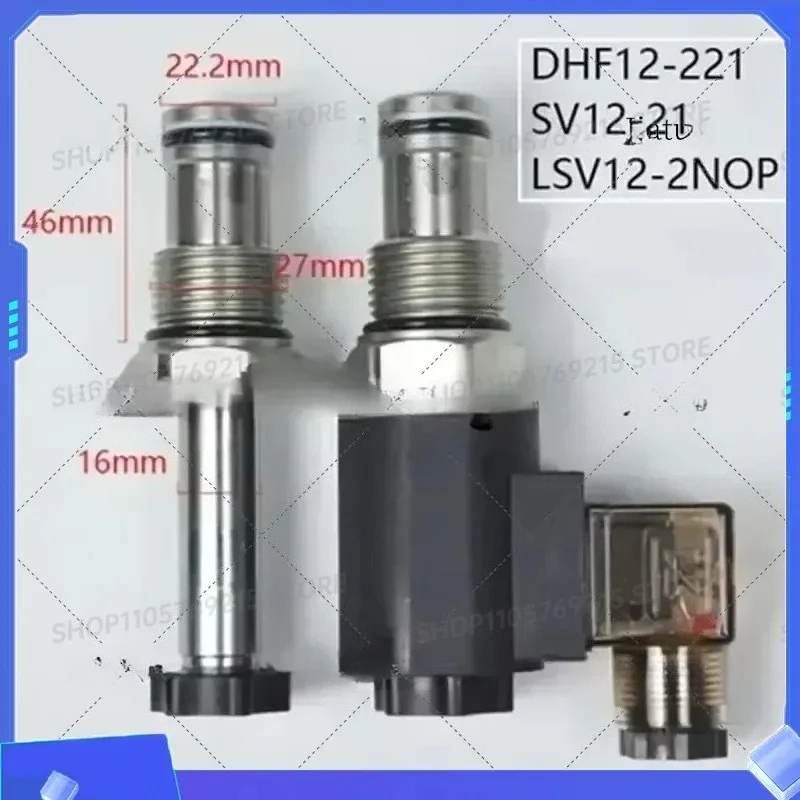 for DHF12-221 SV12-21 LSV12-2NOP 2 Position 2 Way Normally Open Threaded Cartridge Solenoid Directional Valve Pressure-relief