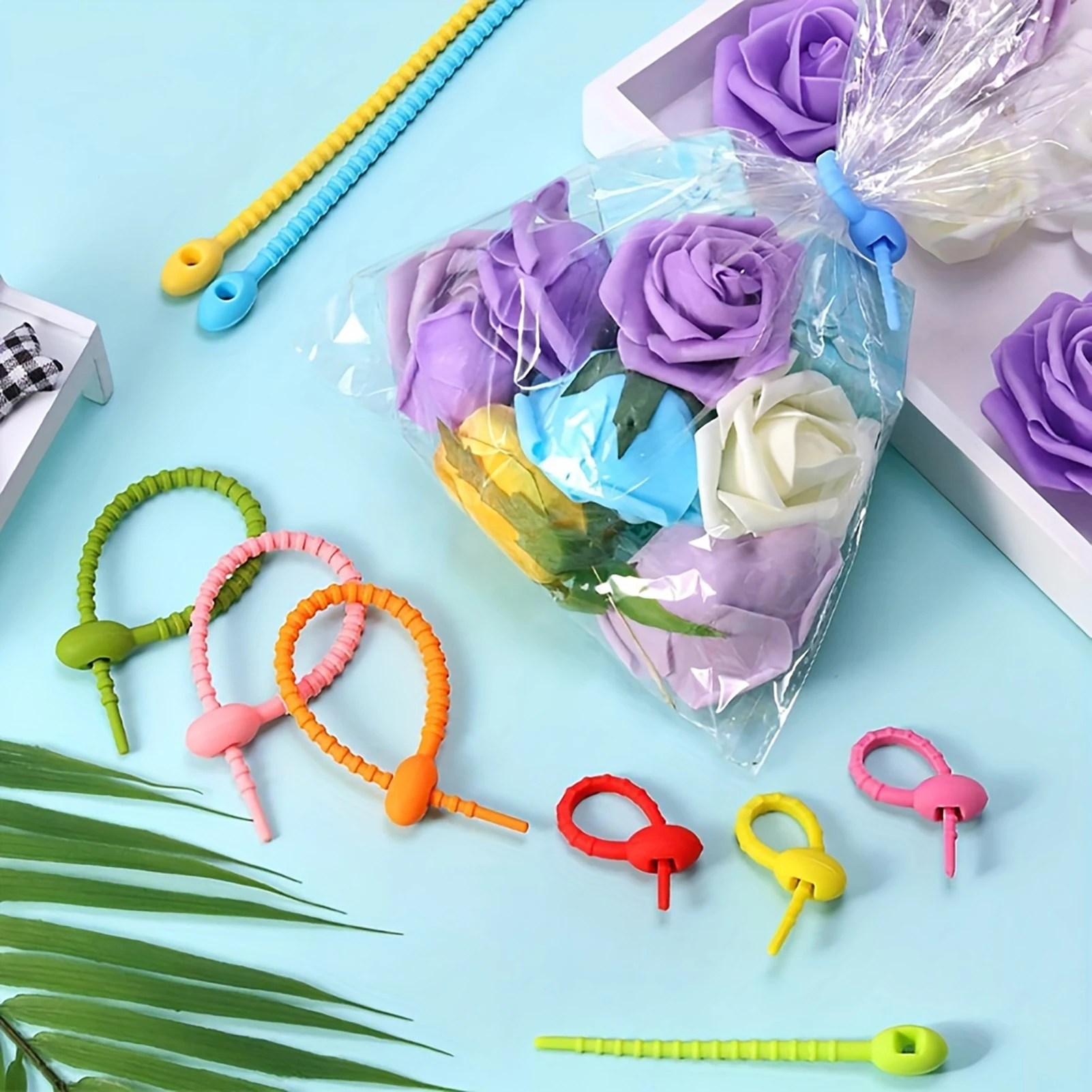 Silicone Reusable Cable Ties Convenient to Use Multi Color Releasable Zip Ties Suitable for Garden Garage