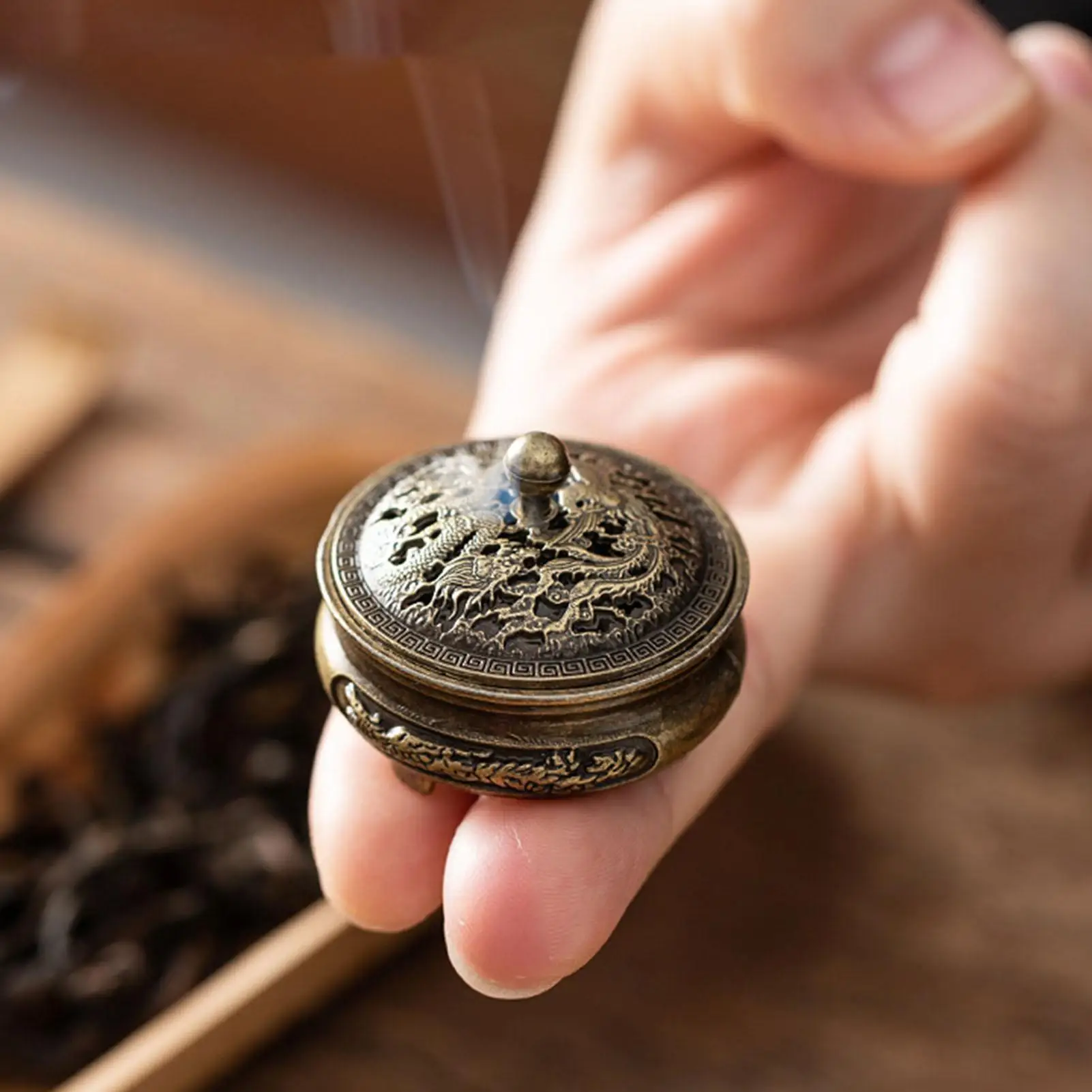 Mini Alloy Antique Three-legged Aromatherapy Stove DIY Household Indoor Pan Incense Wire Incense Burner Tea Ceremony Decor Gifts