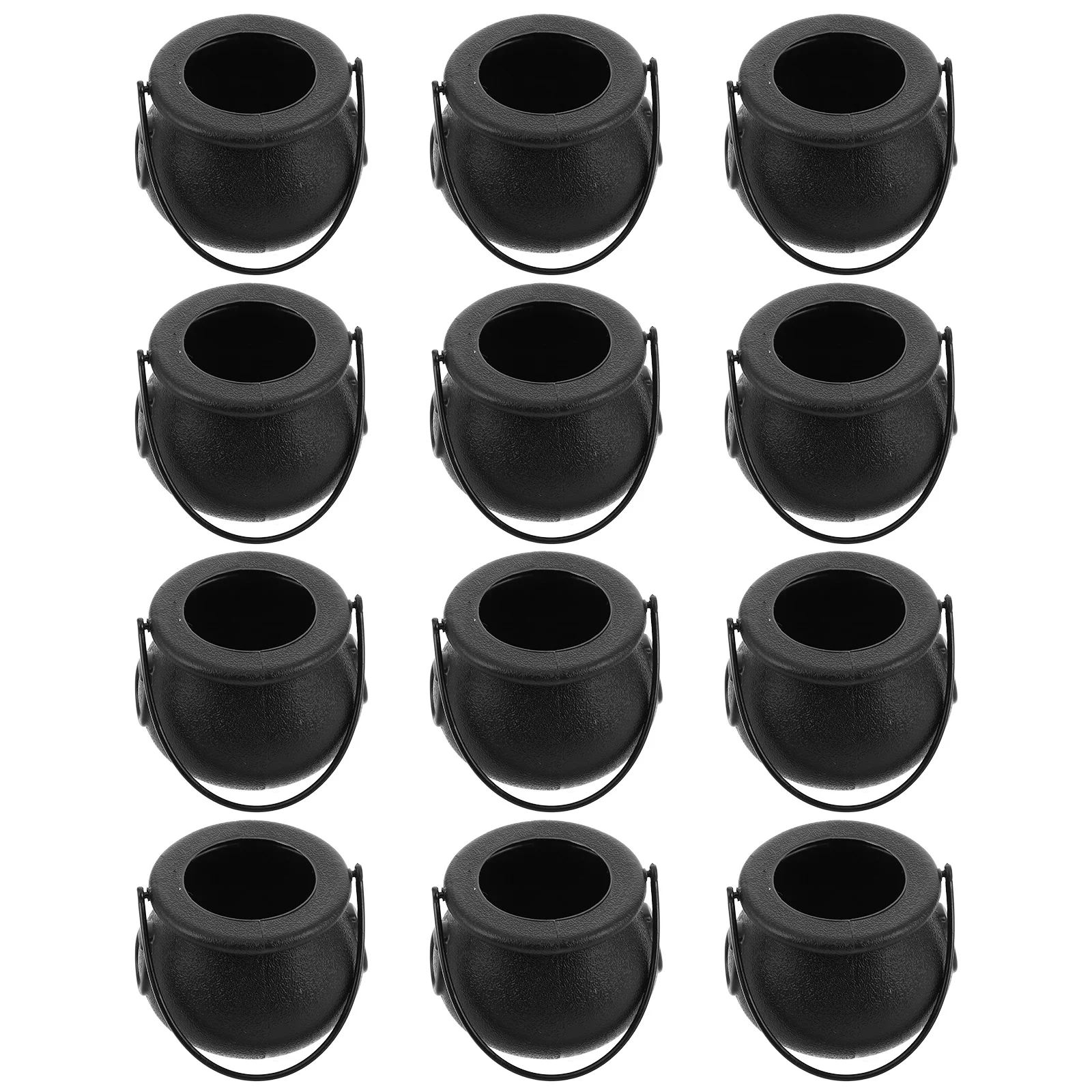 12 Pcs Witch Cauldron Candy Buckets Halloween Trick or Treat Basket Pumpkin Bulk Kettle Child