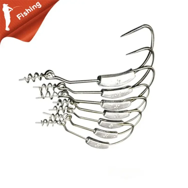 5pcs Exposed Lead Jig Head Barbed Lead Hook 2g -7g Offset Fishing Hook Fish Hooks Fit for Texas Rigs Fishing Tackle