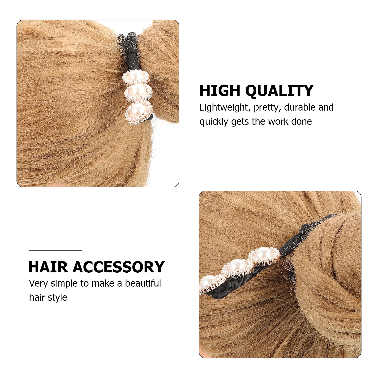 

3Pcs Pearls Hair Bun DIY Styling Accessory Fast Easy Use Bun Shaper for Women Elegant Look for Any Occasion